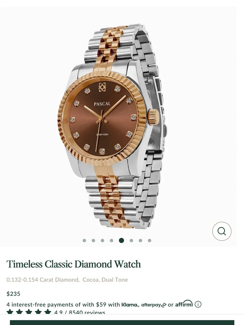 Two-Tone Cocoa Dial Diamond Accent Ladies Watch